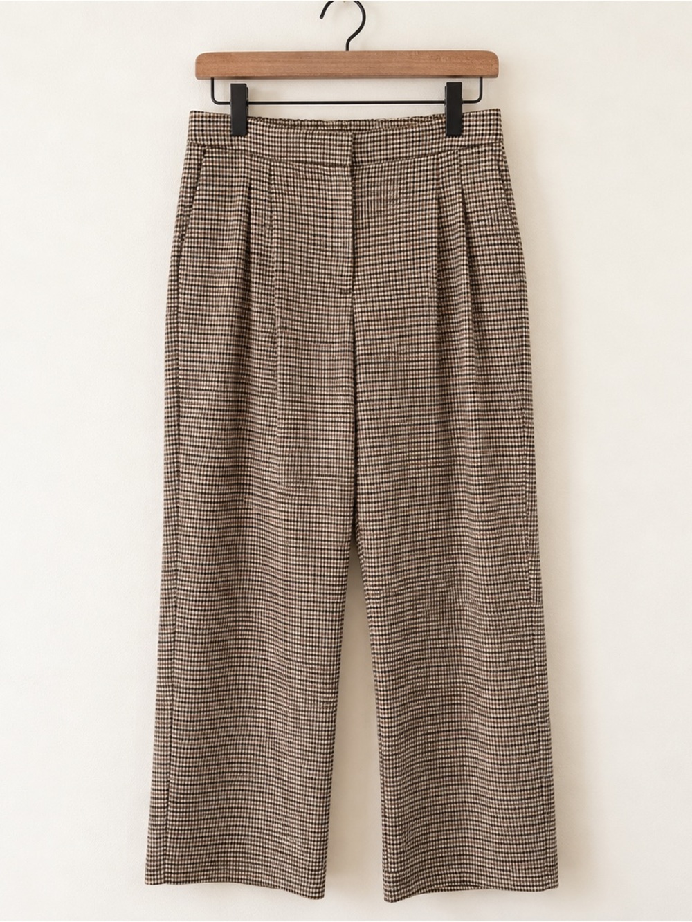Maison d’Amélie Paris Brown Houndstooth Pleated Trousers Pants US 10